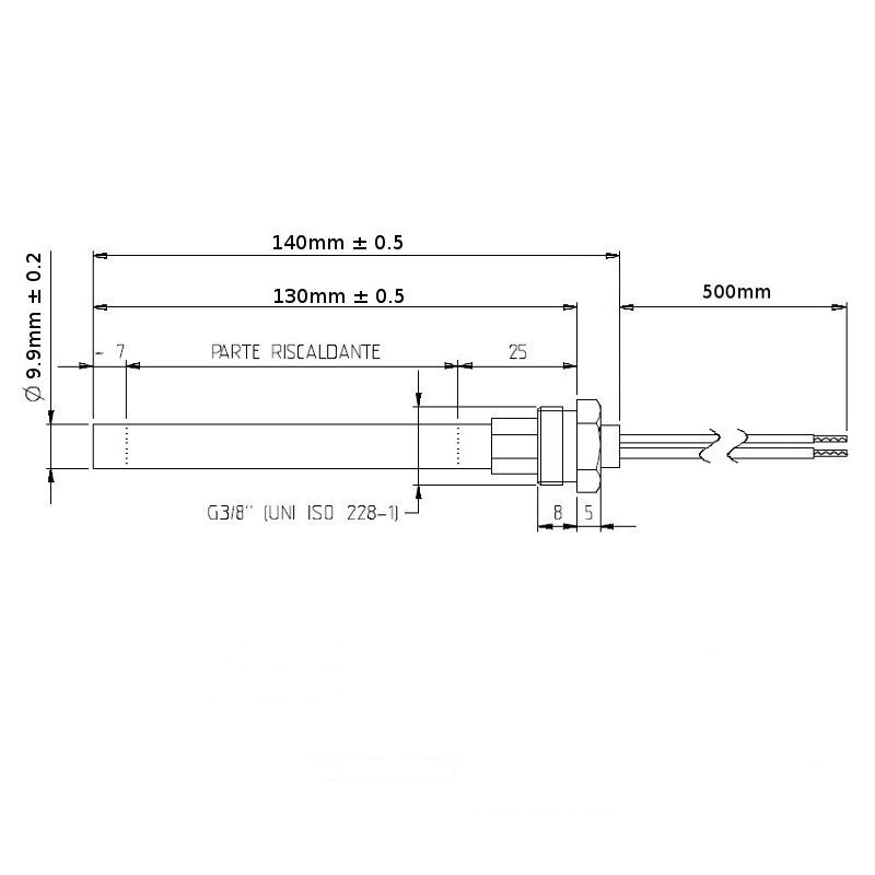 Candeletta Stufa a Pellet D.9,9 L.130 - 140 270W c/raccordo 3/8" PIAZZETTA - RAVELLI - QLIMA - AMG - ECOTECK - EUROALPI - ZIBRO - SUPRA - KALOR