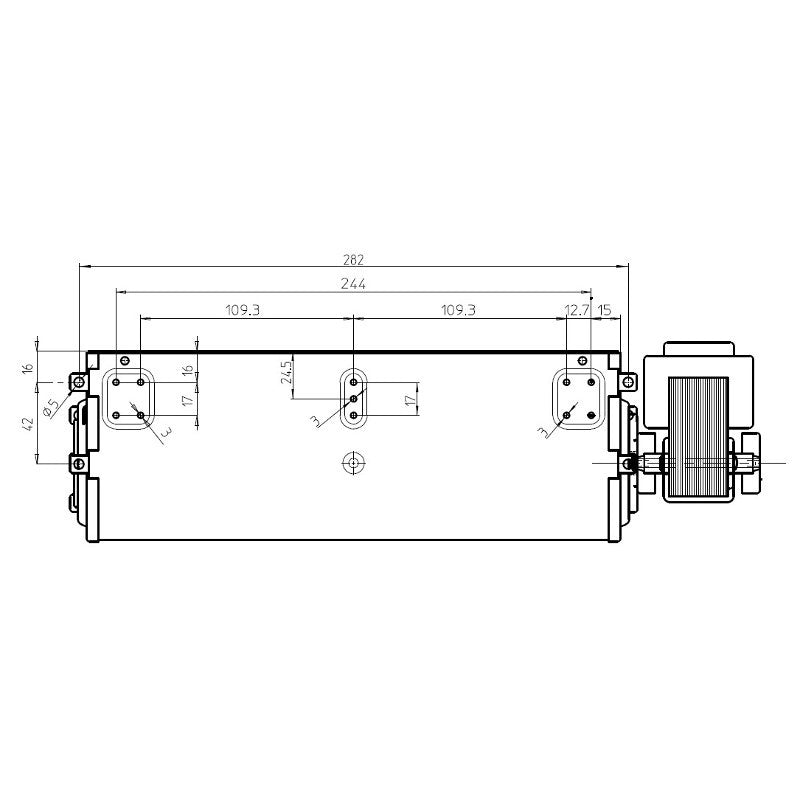 VENTILATORE TANGENZIALE TGA60/1-270/30 RPM 1900 FERGAS, Ø Ventola 60mm, Dimensione BocchetTa 274x40mm, Lunghezza Totale 354mm