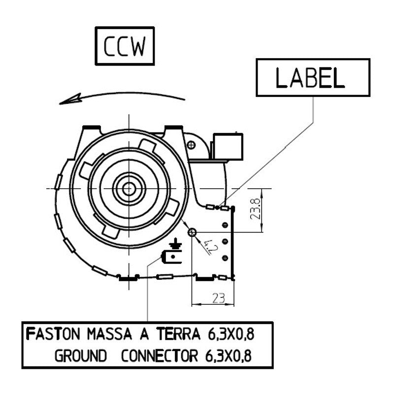 VENTILATORE TANGENZIALE TGA60/1-270/30 RPM 1900 FERGAS, Ø Ventola 60mm, Dimensione BocchetTa 274x40mm, Lunghezza Totale 354mm