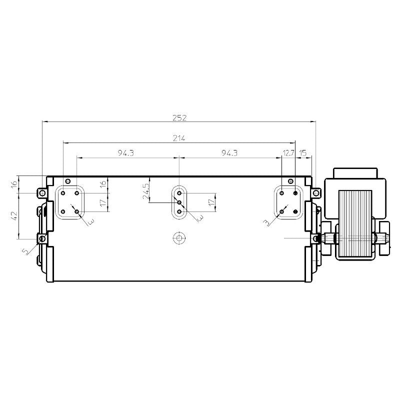 Ventilatore Tangenziale per Stufe a Pellet TGA 60/1-240/30 EMMEVI - FERGAS 113231, Ø Ventola 60mm, Dimensione Bocchetta 244x40mm, Lunghezza Totale 320mm