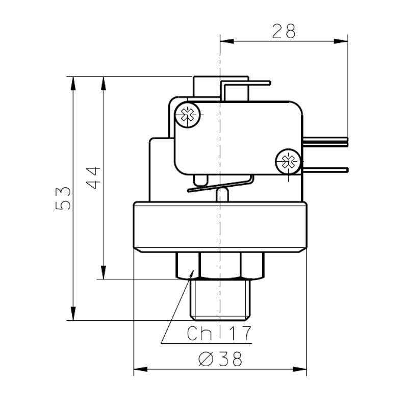 Pressostato XP200A Sensore di Pressione Acqua Regolabile da 1,5 a 4 Bar - Attacco 1/4" Gas Foro ogiva - 6 contatti