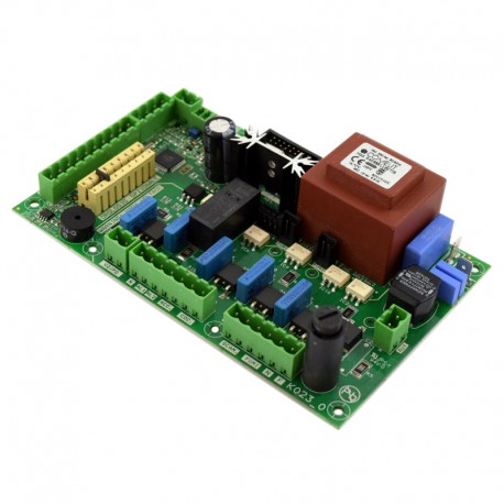 Scheda di Controllo MICRONOVA PK023 per Stufe a Pellet ad Aria, Sonda Fumi fino a 600°C, Predisposta per Encoder, Connettore RS232 per Collegamento al PC