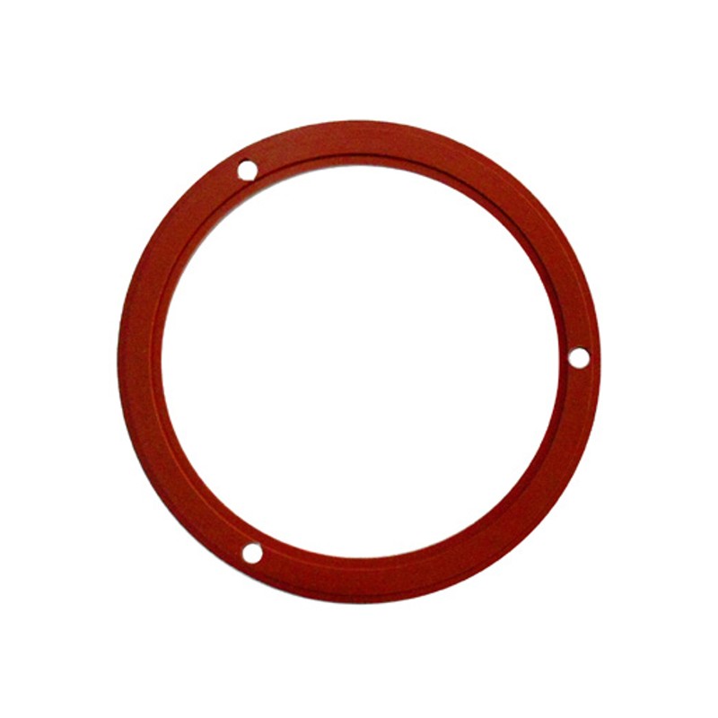 Guarnizione Posteriore estrattore aspiratore fumi di stufe a Pellet a 3 Fori in Gomma siliconica di Colore Rosso. Diametro Interno: 125 mm Esterno: 155 mm