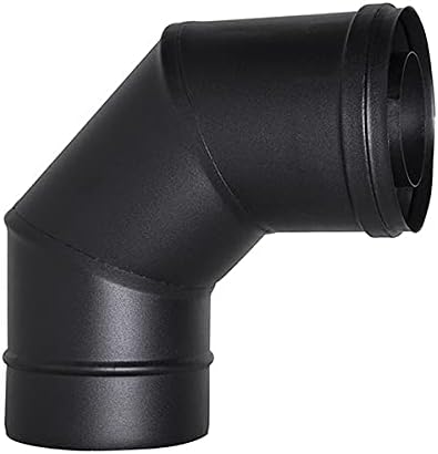 CURVA 90° tubo scarico fumi NERO Diametro 80 per stufa a pellet canna fumaria