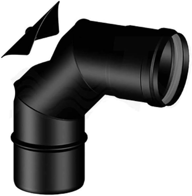 CURVA ISPEZIONABILE 90° tubo scarico fumi NERO Diametro 80 per stufa a pellet canna fumaria