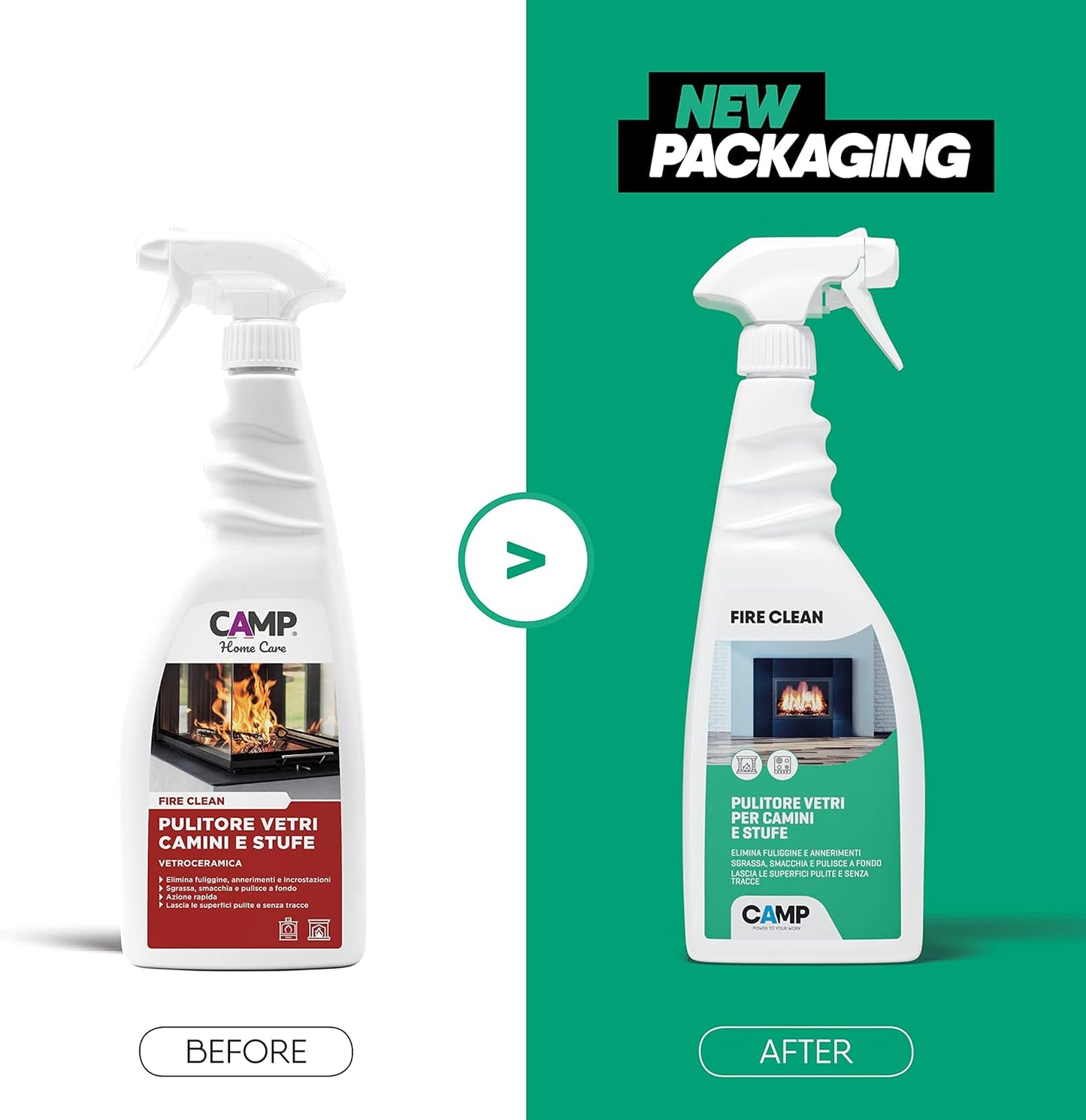 Camp FIRE CLEAN, Pulitore concentrato per vetroceramica, termocamini, camini e stufe