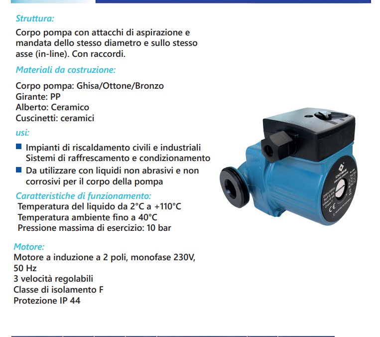 Circolatore Impianto CPD kw 0,05-0,10 Att. 1"1/2 Int. 130