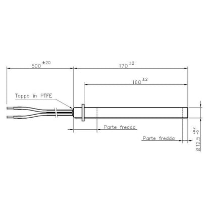 Candle Pellet Stove D.12.5 L.160 - 170 350W w/flange CADEL-OLIMPIA SPLENDID-PALAZZETTI 