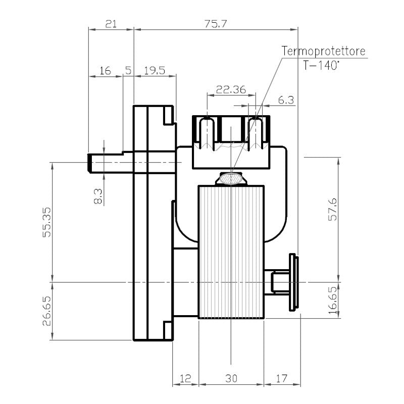 MOTORIDUTTORE STUFA A PELLET 2 RPM - ALBERO 9,5  KENTA