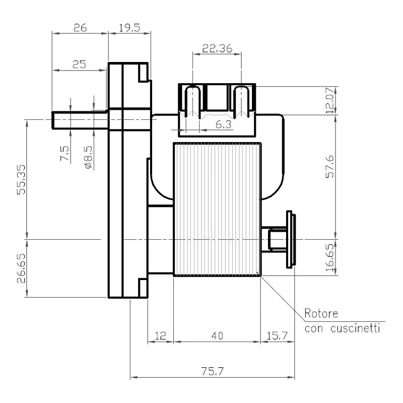 MOTORIDUTTORE STUFA A PELLET 8,5 RPM - ALBERO 8,5  KENTA