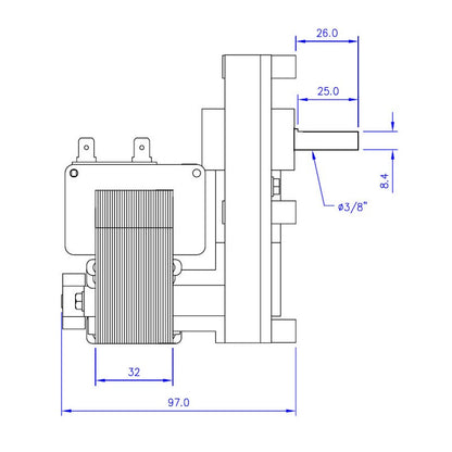 PELLET STOVE GEAR MOTOR 1.3 RPM SHAFT 9.5 TYPE BCZ MOD.504 - SPG BRAND FOR STOVES: Palazzetti - Royal - Kalor - Piazzetta - Thermorossi - Mcz - Anselmo Cola